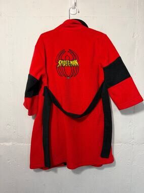 Vintage y2k 2005 Spiderman Marvel Boys 4/5 Embroidered Robe Red Black